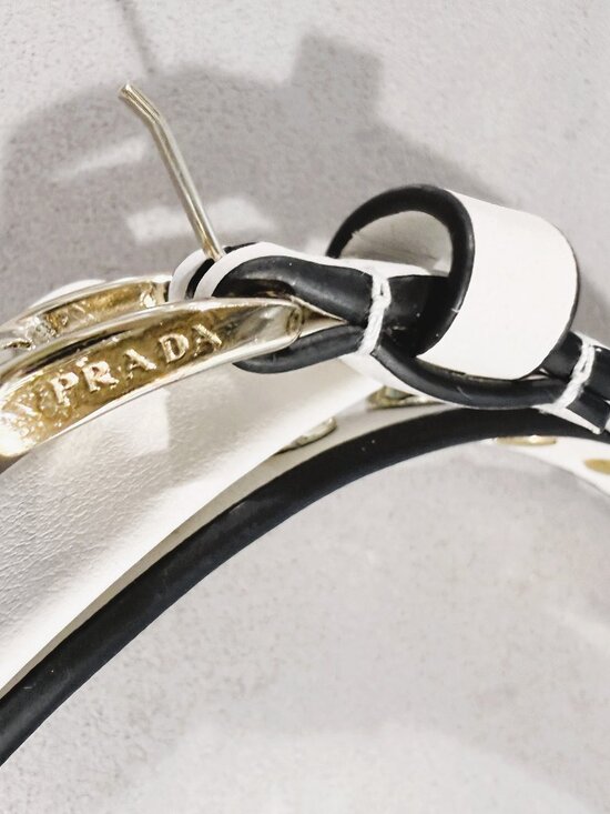 Prada Leather Belt White Gold Studs and Leather Bow Size: XS 70/28 main image 12